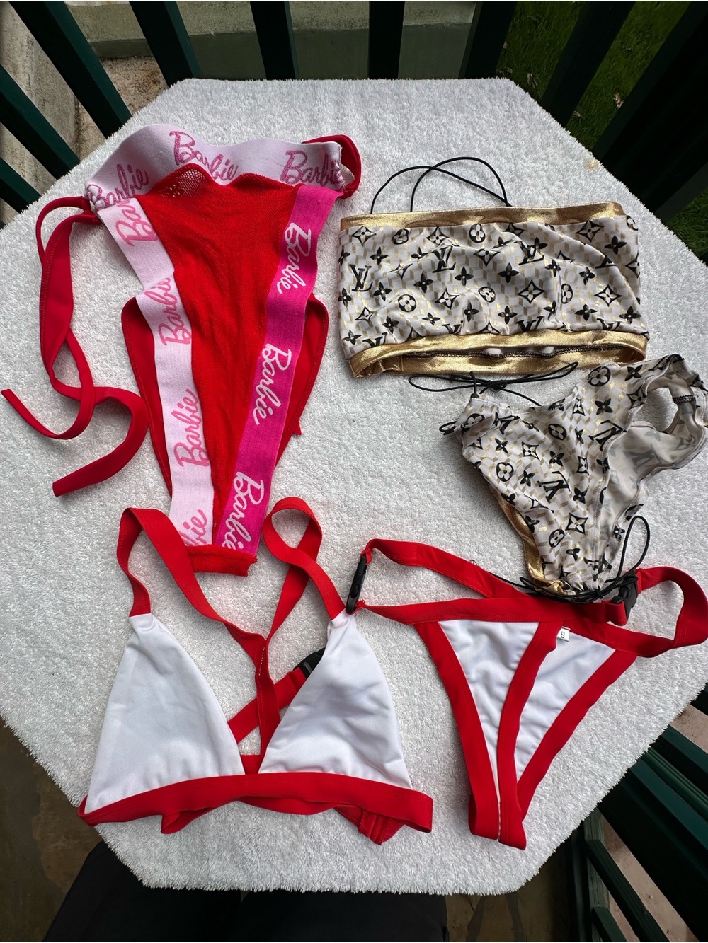 Barbie Red & White Logo Bandeau and Bikini Sets